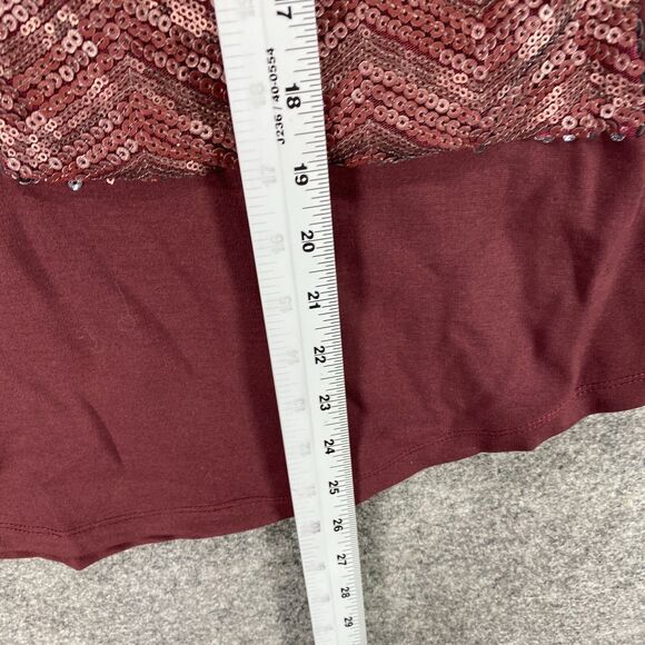 Piperlime Blouse Women S Small Red Sleeveless Hook & Eye Sequin Pockets Rayon - Picture 6 of 10